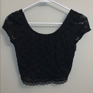 Black lace crop top